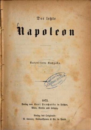Der letzte Napoleon [III.]