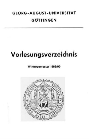 WS 1989/90: Vorlesungsverzeichnis