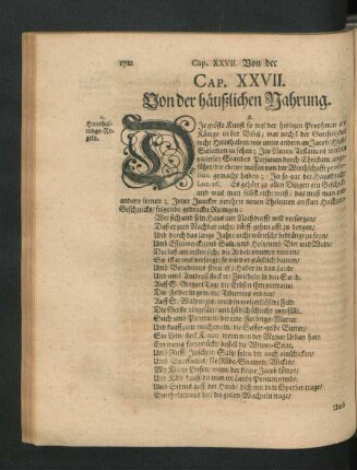 Cap. XXVII. Von der häußlichen Nahrung.