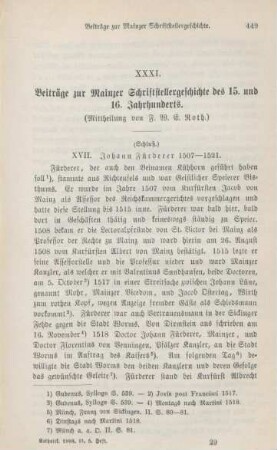 449-457 Beiträge zur Mainzer Schriftstellergeschichte des 15. und 16. Jahrhunderts : IV.