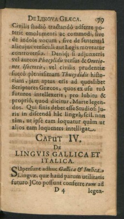 Caput IV. De Linguis Gallica Et Italica.