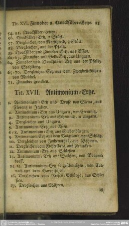 Tit. XVII. Antimonium-Ertze