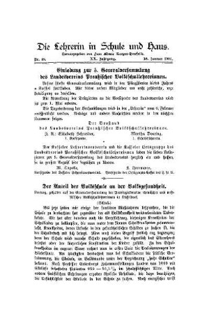 Einladung zur 5. Generalversammlung des Landesvereins Preußischer Volksschullehrerinnen