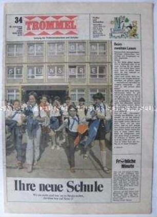 Wochenzeitung der Pionierorganisation "Trommel" u.a. zum Beginn des neuen Schuljahres