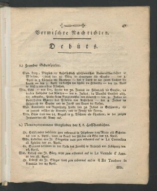 Debüts.