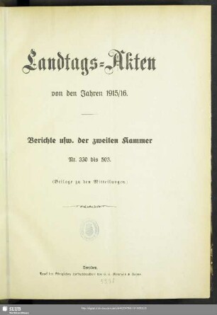1915/16,2: Landtags-Akten / Berichte der 2. Kammer