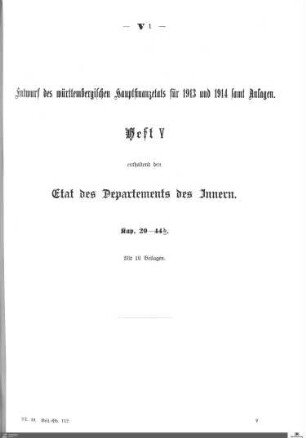 Hauptfinanzetat 1913-1914, Heft 5