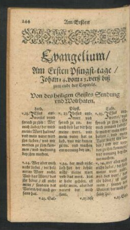 Evangelium/ Am Ersten Pfingst-tage