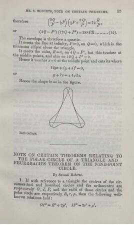 Note on certain theorems relating to the polar circle of a triangle and Feuerbach's theorem on the nine-point circle.