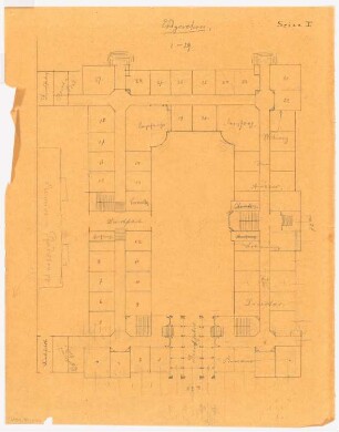 Heilanstalt: 1. Entwurf: Grundriss EG