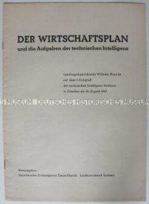 Referat von Wilhelm Koenen auf dem 1. Kongress der technischen Intelligenz Sachsens