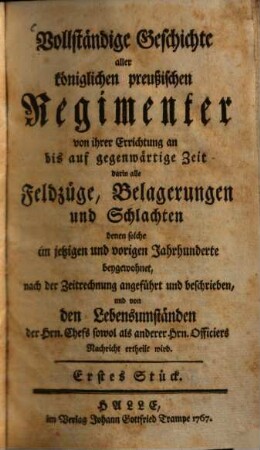 Geschichte und Nachrichten von dem königl. preuß. Fuselier Regimente von Lossow ...
