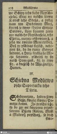 IV. Schjedna Modlitwa pschi Sapocżatku teho Dżjeła