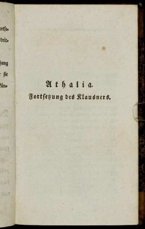 Athalia. Fortsetzung des Klausners.