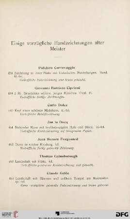 Einige vorzügliche Handzeichnungen alter Meister (Nr. 458-483)