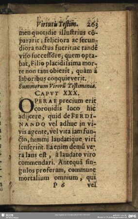 Summorum Viroru[m] Testimonia. Caput XXX.