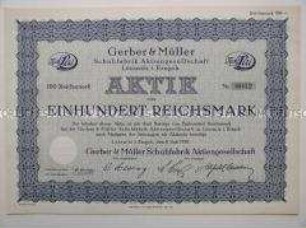 Aktie der Schuhfabrik Gerber und Müller in Lössnitz