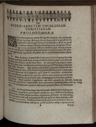 In Sacro-Sanctam Theologiam Christianam Prolegomena.