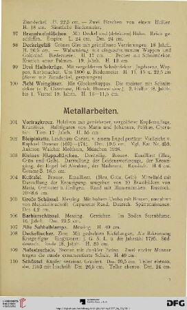 Metallarbeiten (Nr. 101-118)