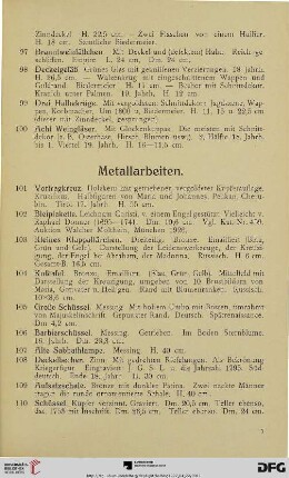Metallarbeiten (Nr. 101-118)