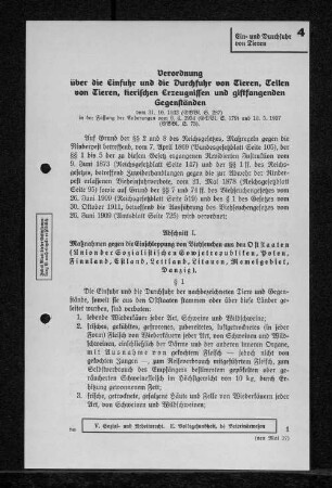 4 Ein- und Durchfuhr von Tieren
