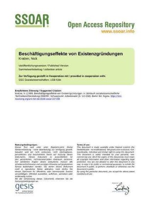 Beschäftigungseffekte von Existenzgründungen