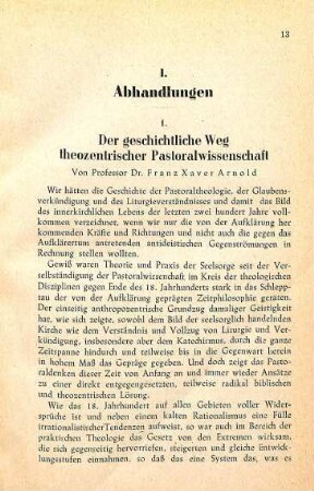 13-63 Der geschichtliche Weg theozentrischer Pastoralwissenschaft