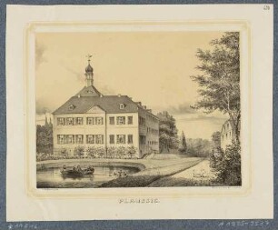 Das Rittergut in Plaußig (Leipzig-Plaußig), aus dem Album der Rittergüter und Schlösser im Königreiche Sachsen, 1. Band