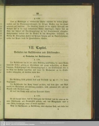 VII. Capitel. Verhalten der Aufführenden und Schildwachen