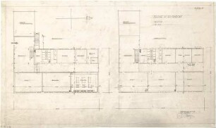 Gsaenger, Gustav; Schondorf am Ammersee (Bayern); Atriumschule - Tektur (Grundriss EG, Grundriss OG)