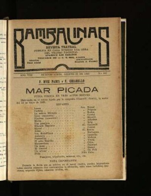 Mar picada : pieza cómica en tres actos breves