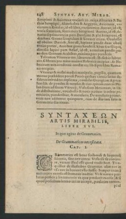 Syntaxeōn Artis Mirabilis, Liber XVI.