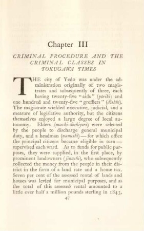 Chapter III. Criminal procedure and the criminal classes in Tokugawa times