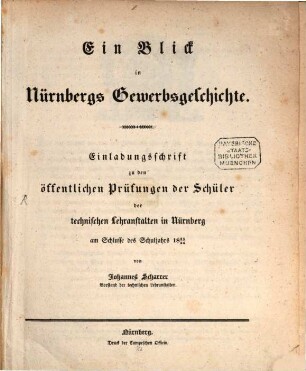 Jahresbericht über die Technischen Lehranstalten in Nürnberg : bekannt gemacht am Schlusse des Schuljahres ..., 1835/36