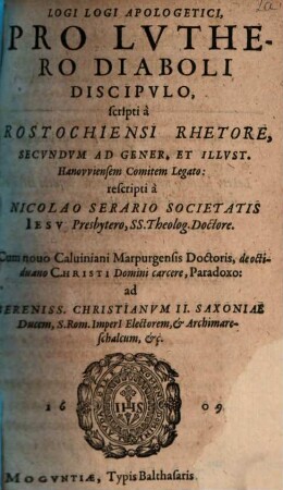 Logi Logiapologetici pro Luthero, Diaboli discipulo