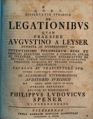 Diss. iur. de legationibus