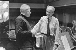 Horst Neumann : Der Dirigent Horst Neumann mit Pianist Wilhelm Kempff