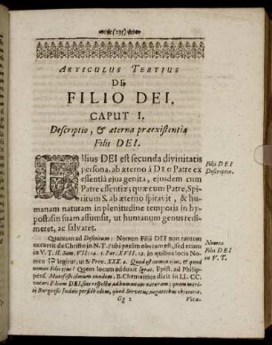 Caput I. Descriptio, & æterna præexistentia Filis Dei.