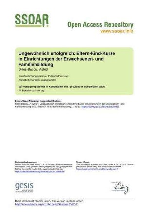 Ungewöhnlich erfolgreich: Eltern-Kind-Kurse in Einrichtungen der Erwachsenen- und Familienbildung