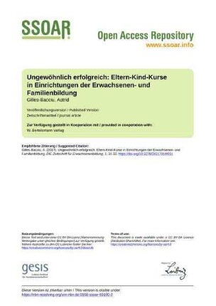 Ungewöhnlich erfolgreich: Eltern-Kind-Kurse in Einrichtungen der Erwachsenen- und Familienbildung
