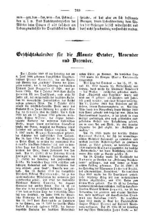 Geschichtskalender für die Monate October, November und December
