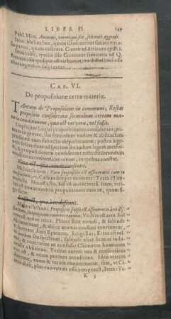 Cap. VI. De propositione certae materiae