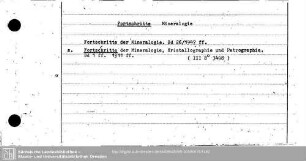 Fortschritte Mineralogie