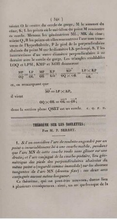 Théorème sur les roulettes.