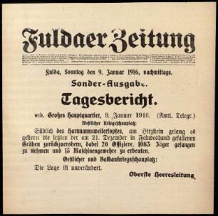 Ausgabe vom Sonntag, den 09. Januar 1916.