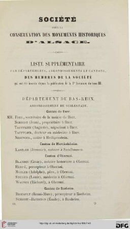 Liste supplémentaire par départements, arrondissements et cantons