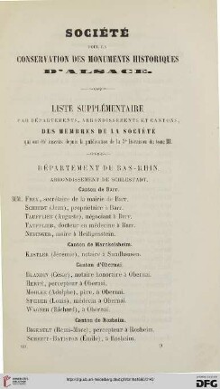 Liste supplémentaire par départements, arrondissements et cantons