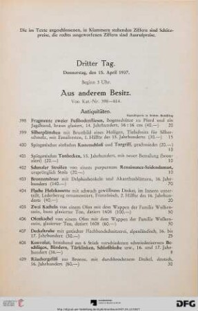 Antiquitäten (Nr. 398-458)