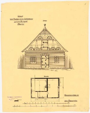Rittergut Menkin Umbau des Stallgebäudes: Grundriss 1:50, Aufriss Giebelseite 1:50 (vgl. Inv.nr. 6949)