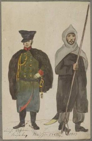 Russischer Offizier (links) und Kosake (rechts), 1813